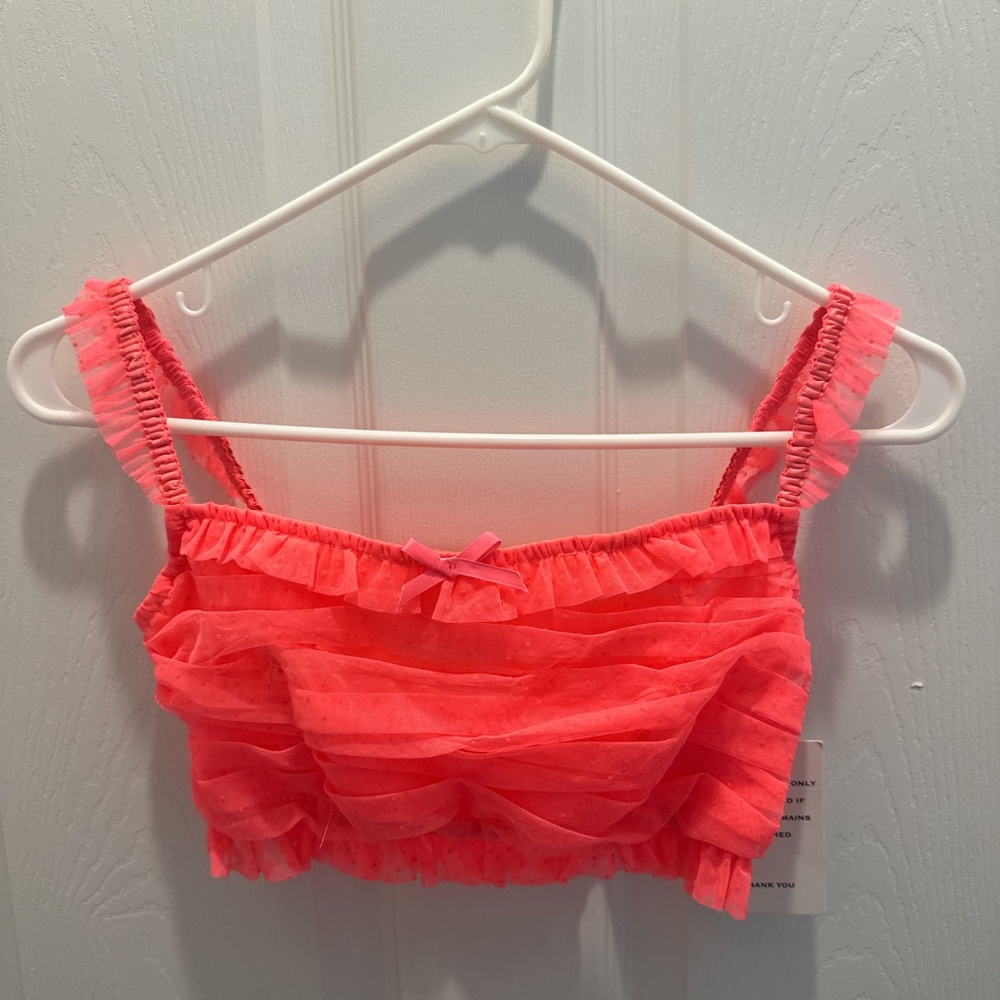 For Love & Lemons Ruffled Crop Tank with Bow